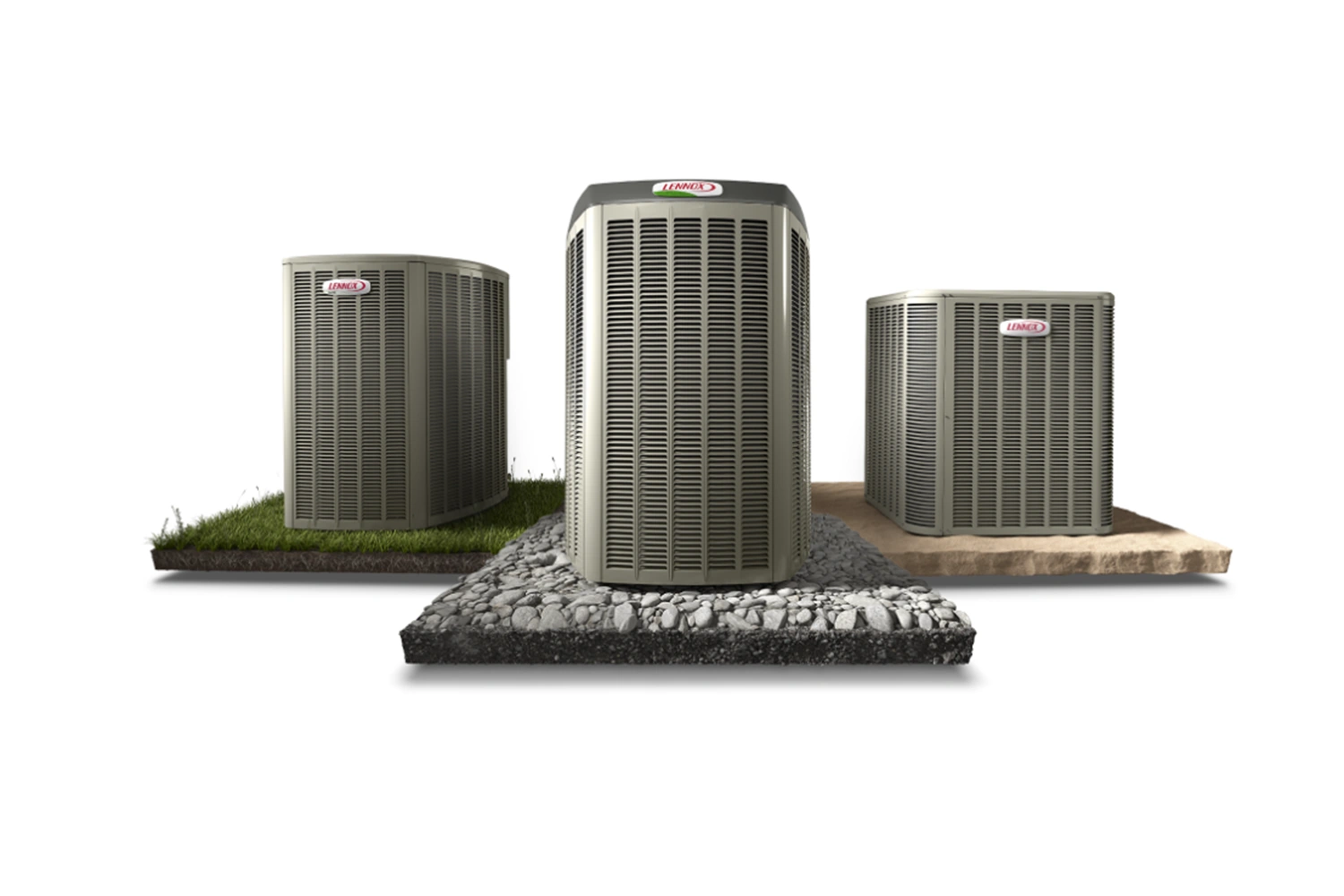 Lennox AC group image Lennox Air conditioning units on a white background